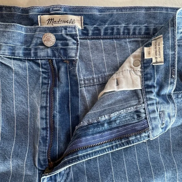 Madewell The Perfect Vintage Crop Jean High-Rise Pinstripe Edition L3915 (32) - Picture 11 of 16